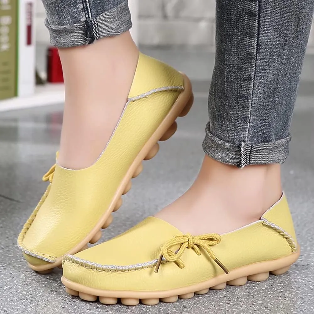 WERWAES Casual Womens Loafers Comfortable Leather Penny Flats Slip on Loafers Breathable Lightweight Driving Classic Moccasins Loafer Shoes for Womens