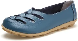 WERWAES Womens Loafers Flat Penny Boat Dress Shoes Comfortable Light-Weight Casual Slip-On Shoes Fashion Moccasin Genuine Leather Office Walking Driving Round Toe Non Slip Shoes