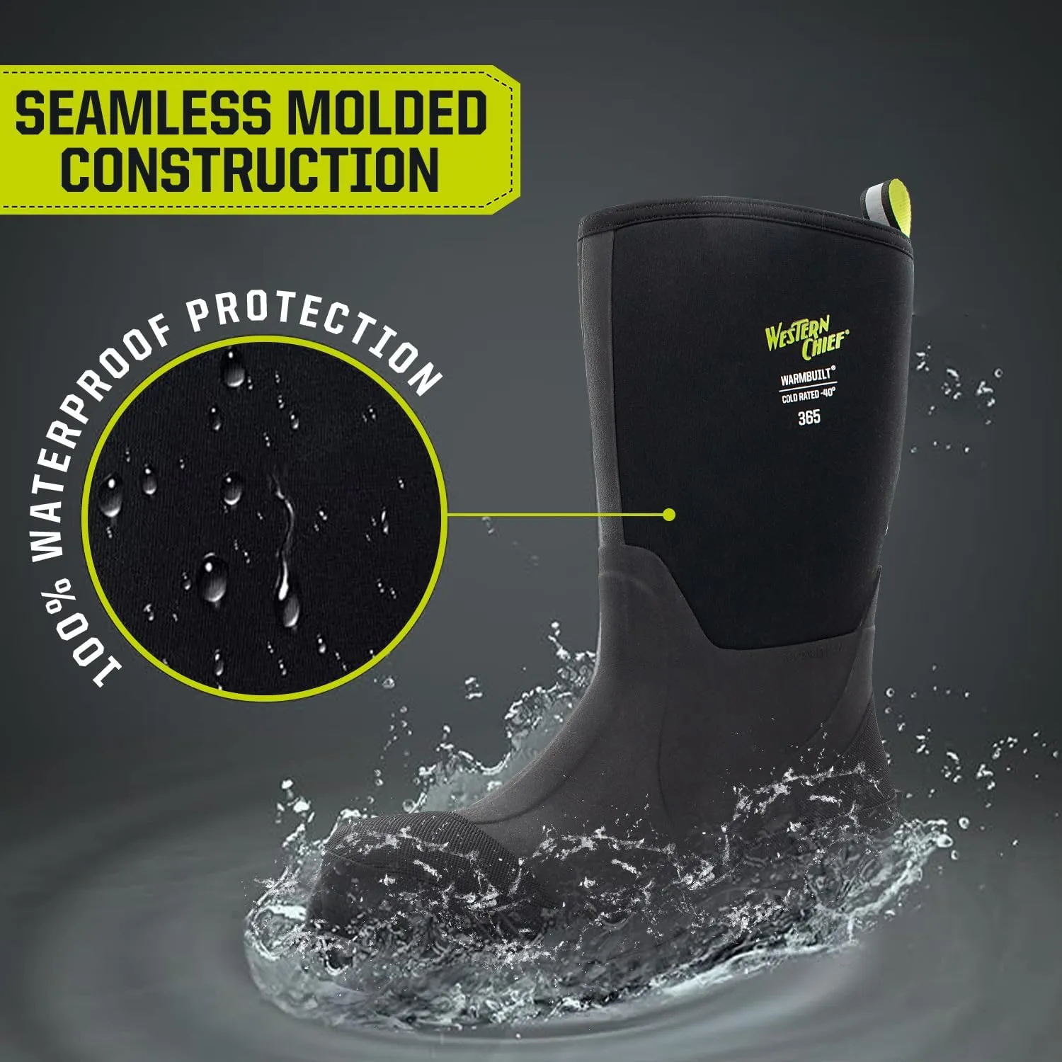 Western Chief Women's 365 Neoprene Rain Boots for Women - 100% Waterproof Rubber Boots for Women with Anti-Slip Outsole - Cold-Rated Muck Boots for Women for All-Weather Protection