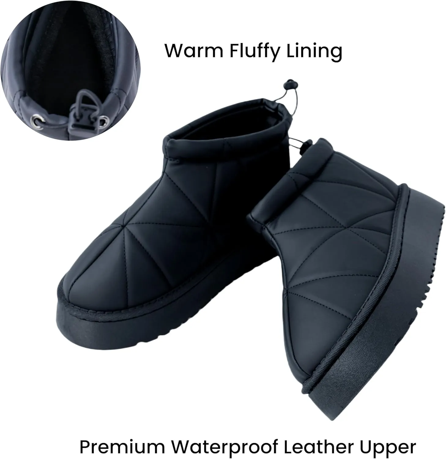 Winter Ankle Boots for Women - Water Resistant Leather Booties Non-Slip Platform Suede Mini Women's Boots - Perfect for Christmas Gifts