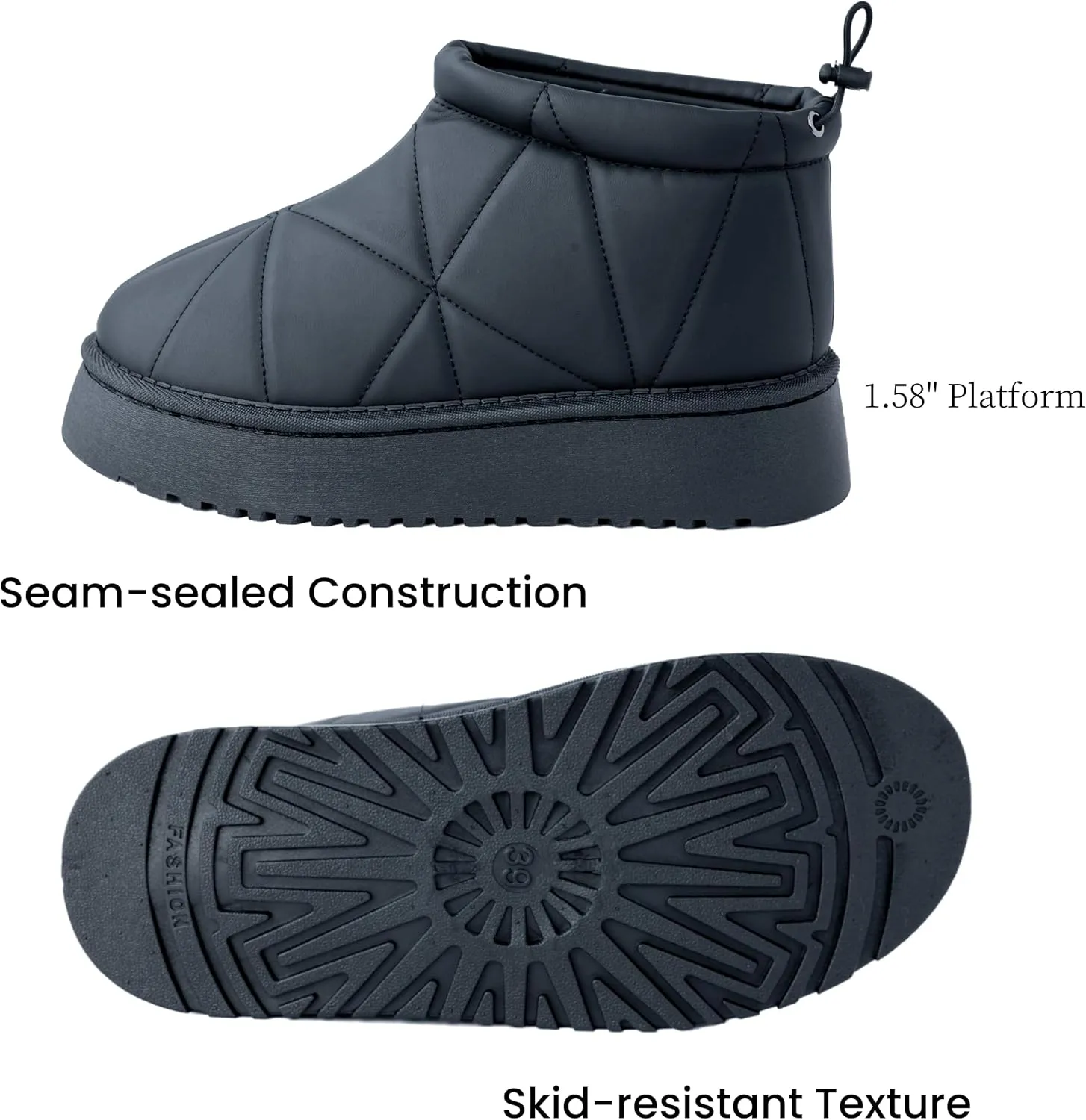 Winter Ankle Boots for Women - Water Resistant Leather Booties Non-Slip Platform Suede Mini Women's Boots - Perfect for Christmas Gifts
