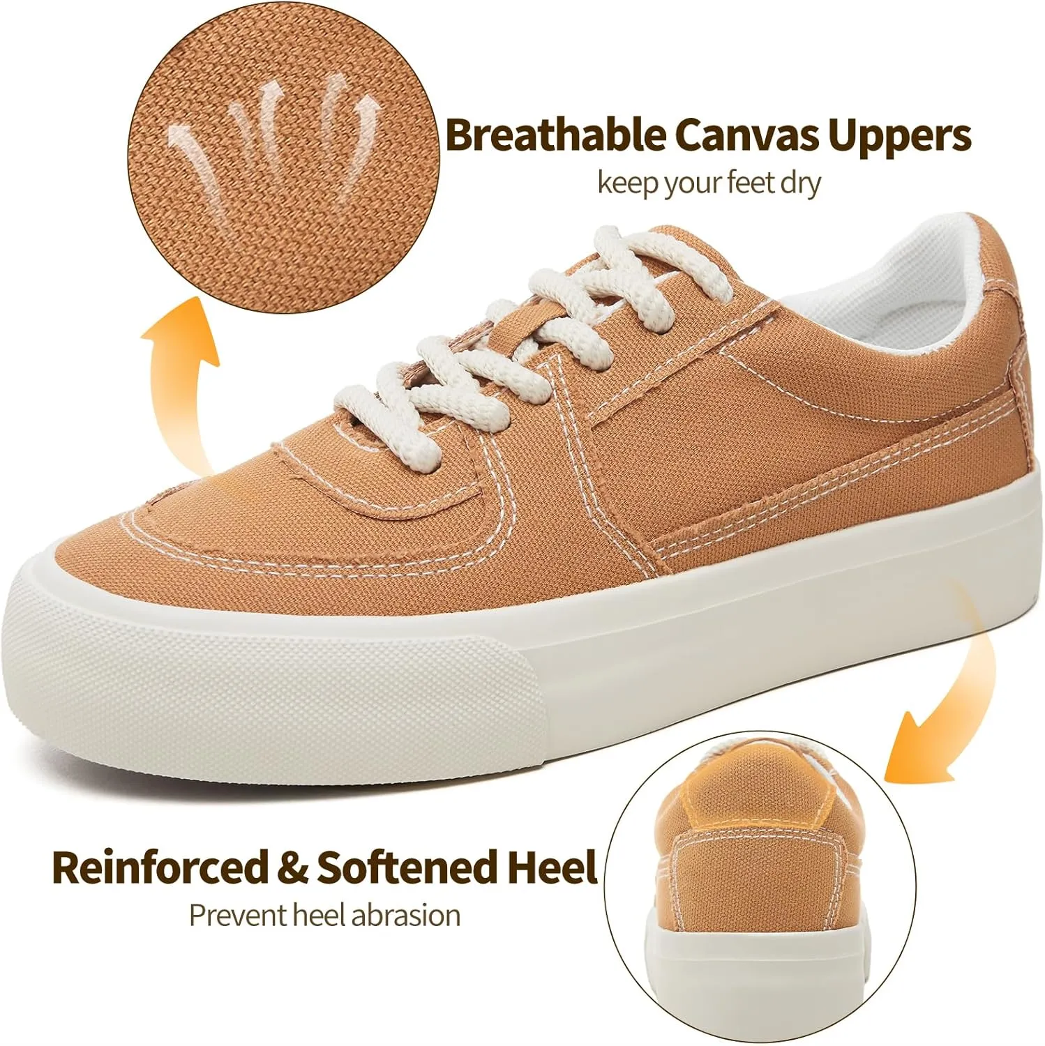 Witwatia Canvas Sneakers for Women Platform Shoes Lace Up Tennis Shoes Comfortable Platform Sneakers Ladies Low Top Sneakers Breathable Fashion Walking Shoes