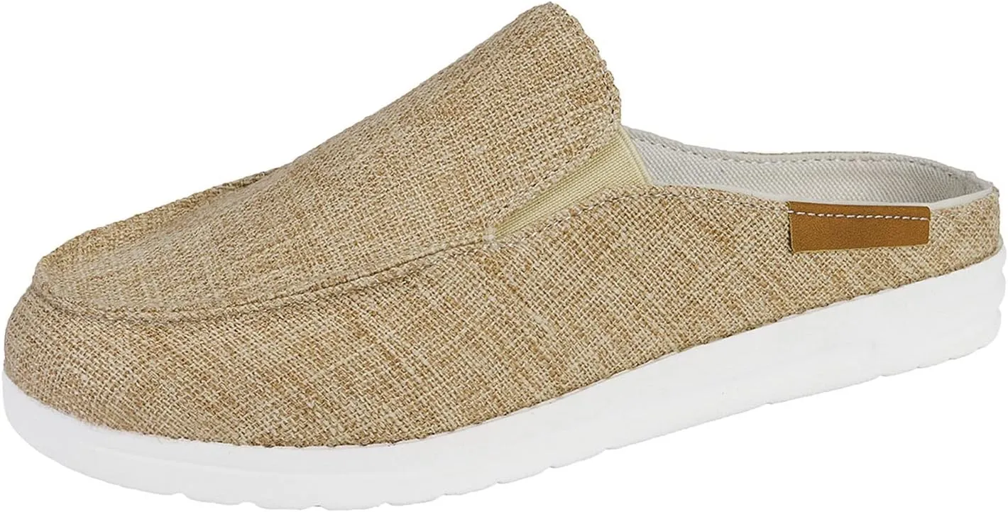 Women Canvas Slip On Lightweight Mule Sneaker,Summer Fashion Open Back Flats Walking Shoes Closed Round Toe Low Top Casual Loafer Comfort Walking Shoes