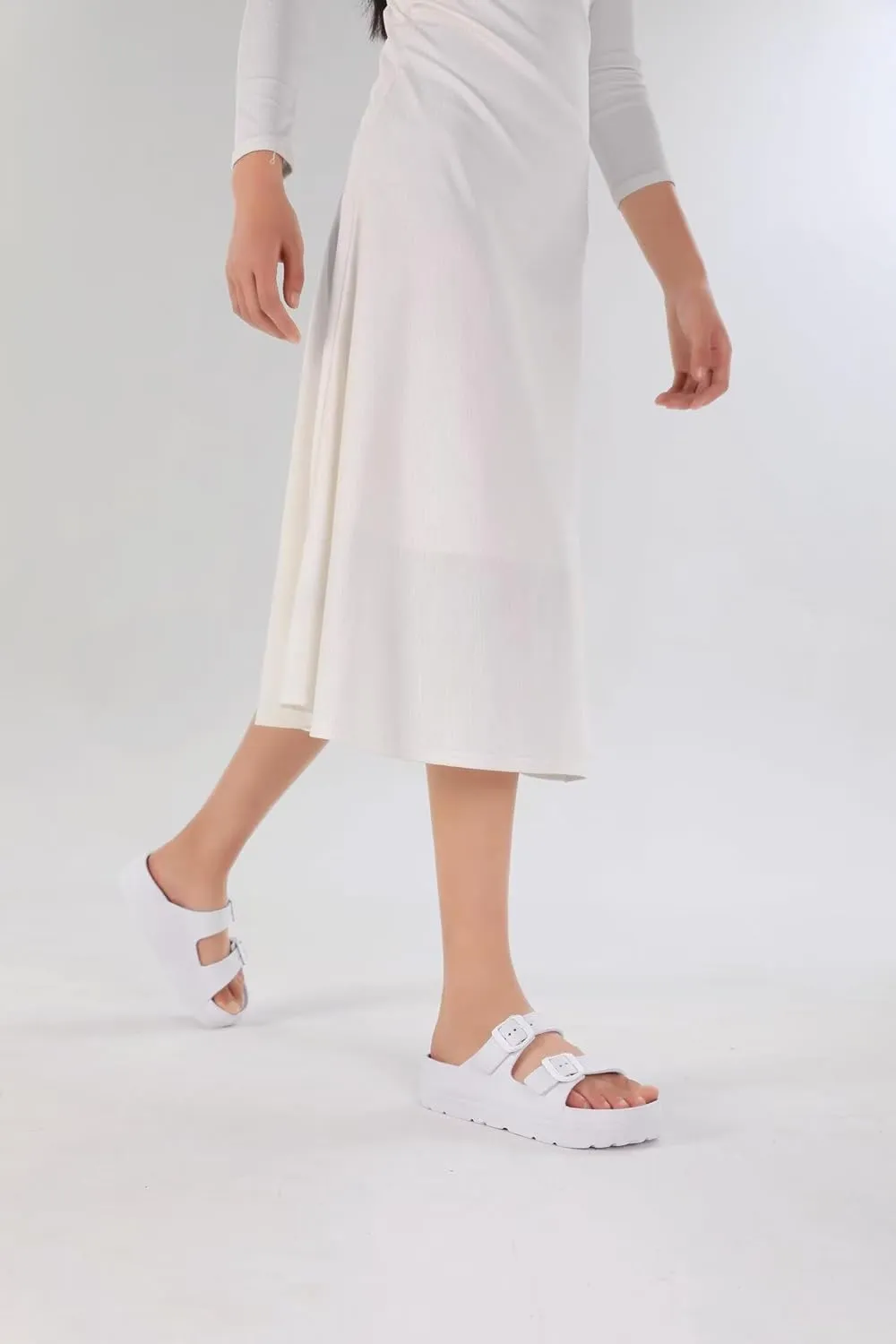 Women Platform Sandals with Arch Support, Adjustable Double Buckle Slide for Woman, Summer Vacation Sandal for Beach,Garden,Pool,Easy Street, Sandalias de Plataforma Para Mujer