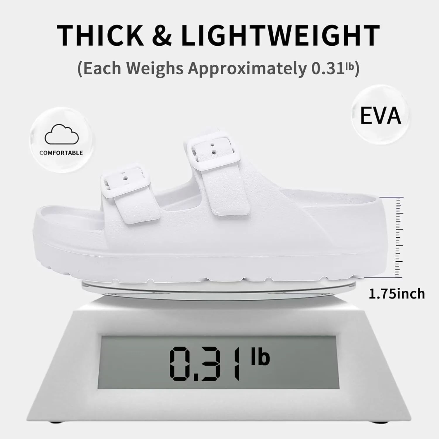 Women Platform Sandals with Arch Support, Adjustable Double Buckle Slide for Woman, Summer Vacation Sandal for Beach,Garden,Pool,Easy Street, Sandalias de Plataforma Para Mujer