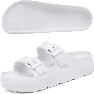 Women Platform Sandals with Arch Support, Adjustable Double Buckle Slide for Woman, Summer Vacation Sandal for Beach,Garden,Pool,Easy Street, Sandalias de Plataforma Para Mujer