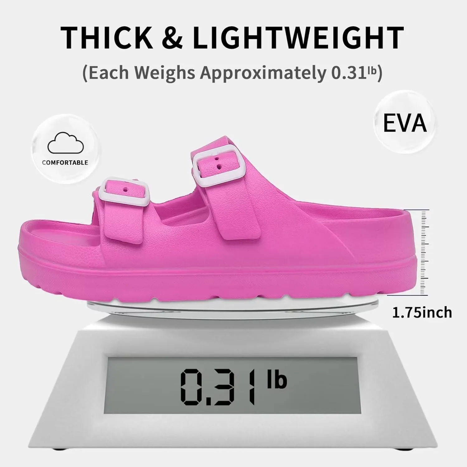 Women Platform Sandals with Arch Support, Adjustable Double Buckle Slide for Woman, Summer Vacation Sandal for Beach,Garden,Pool,Easy Street, Sandalias de Plataforma Para Mujer