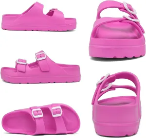 Women Platform Sandals with Arch Support, Adjustable Double Buckle Slide for Woman, Summer Vacation Sandal for Beach,Garden,Pool,Easy Street, Sandalias de Plataforma Para Mujer