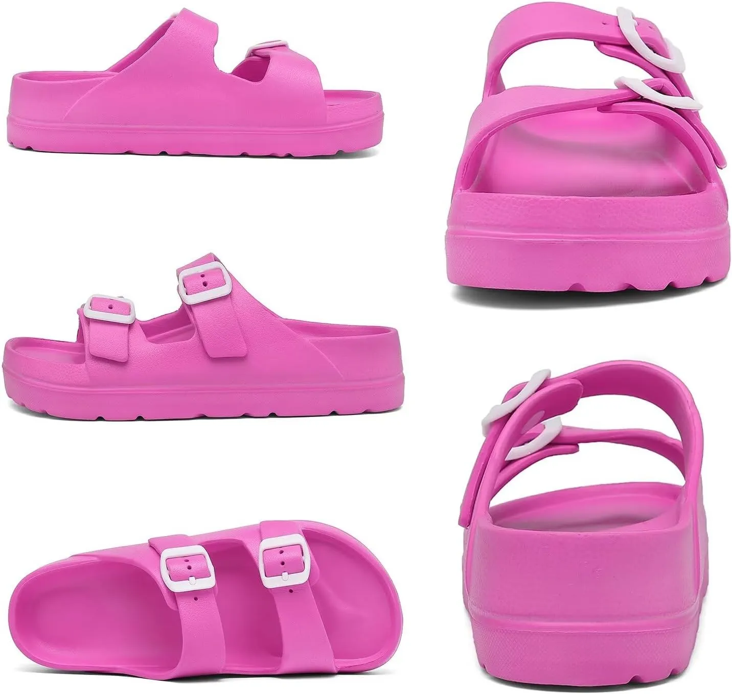 Women Platform Sandals with Arch Support, Adjustable Double Buckle Slide for Woman, Summer Vacation Sandal for Beach,Garden,Pool,Easy Street, Sandalias de Plataforma Para Mujer