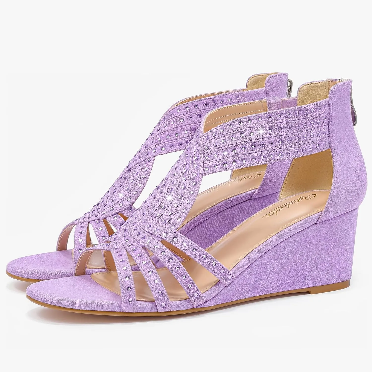 Women Wedge Sandals Sparkly Rhinestone Open Toe Fashion Dressy Sandals Evening Wedding Prom Shoes