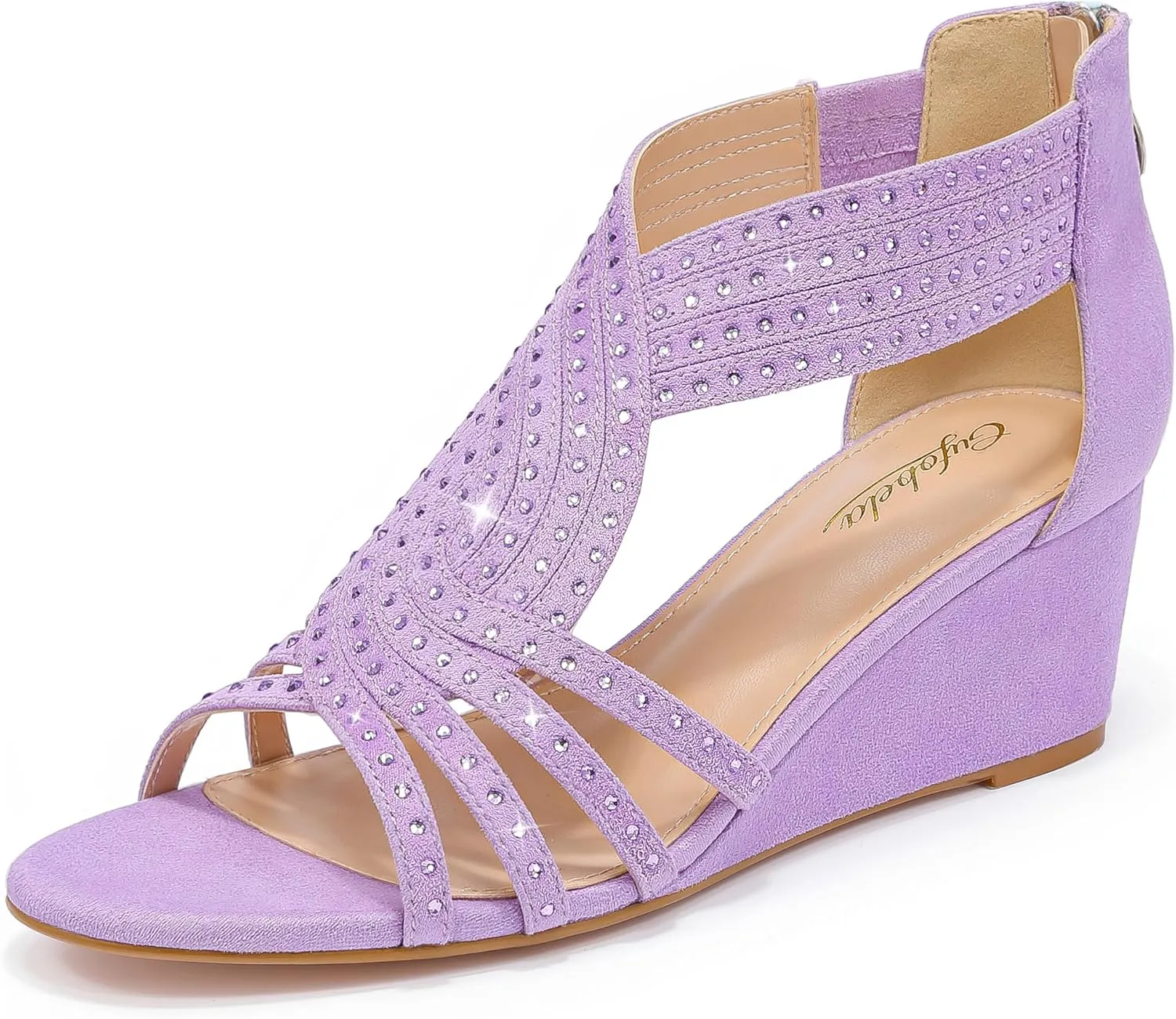 Women Wedge Sandals Sparkly Rhinestone Open Toe Fashion Dressy Sandals Evening Wedding Prom Shoes