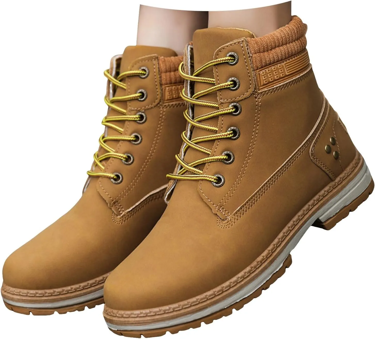 Women Work Hiking Boots Comfortable Waterproof Lace Up Lightweight Combat Boots High Top Short Ankle Boots Outdoor Camping