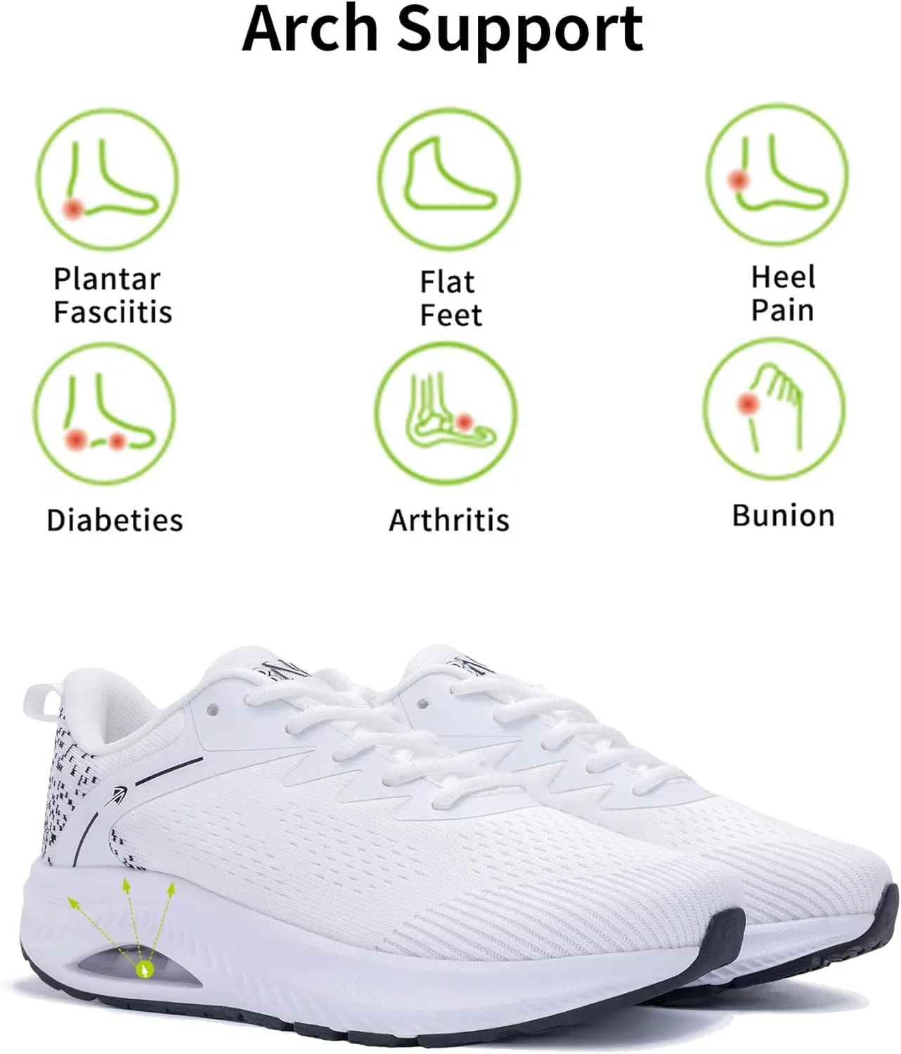 Womens Arch Support Walking Shoes Wide Toe Box Orthotic Sneakers Air Tennis Shoes for Plantar Fasciitis Pain Relief, Size 6-11