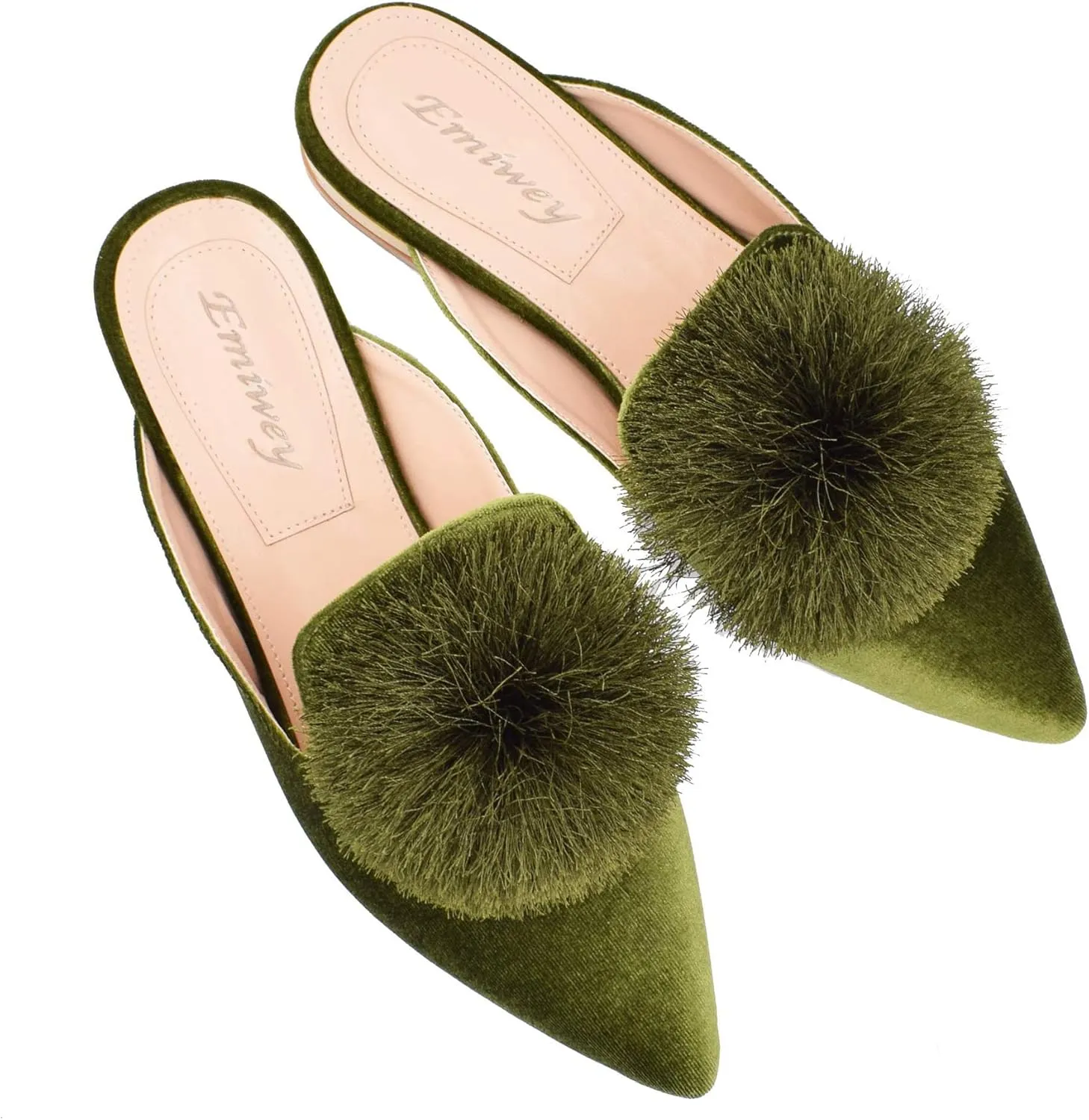 Women's Backless Comfort Slip On Loafers Flats Cute Pom Pom Mule Slippers Casual Shoes