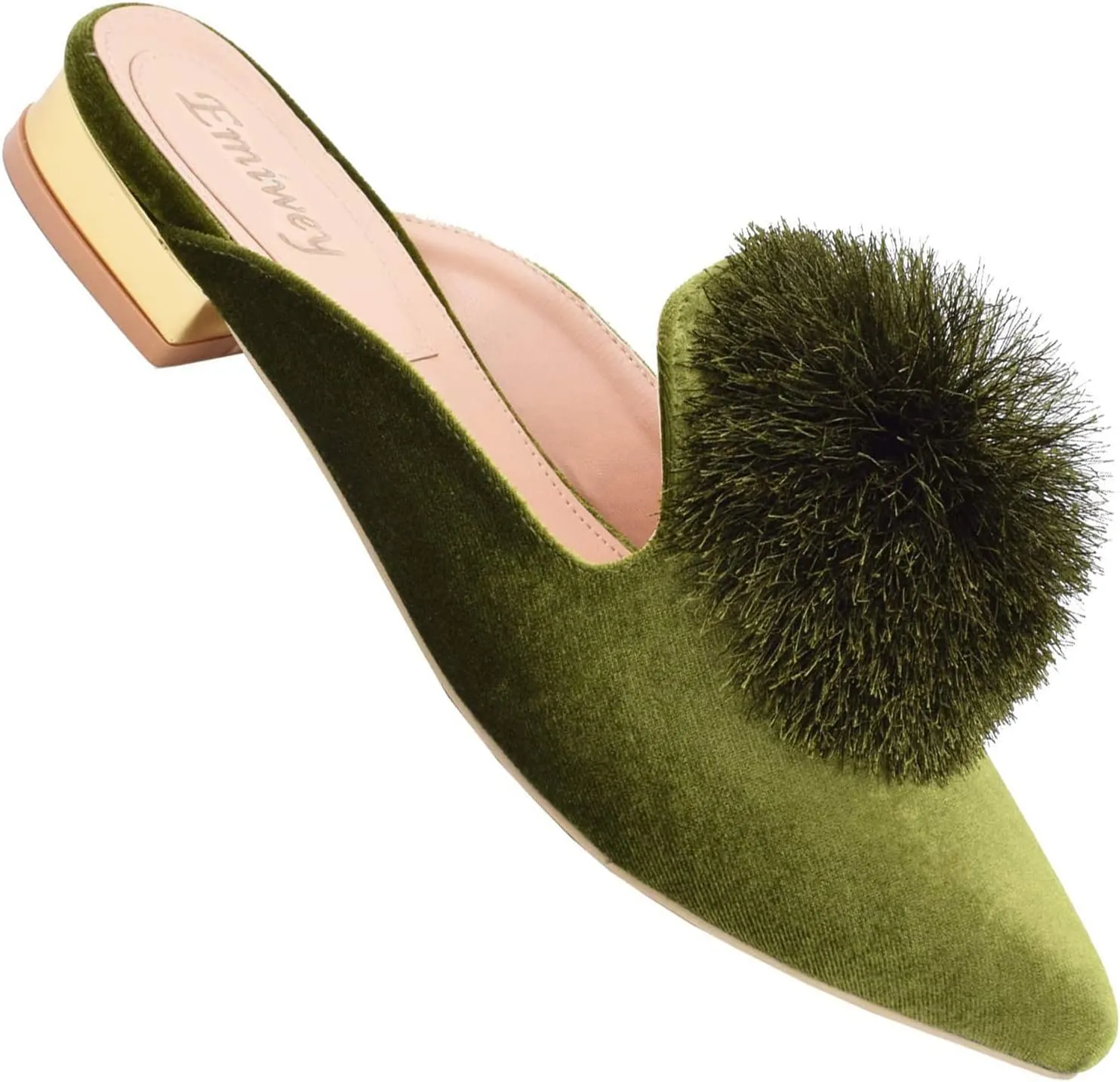 Women's Backless Comfort Slip On Loafers Flats Cute Pom Pom Mule Slippers Casual Shoes