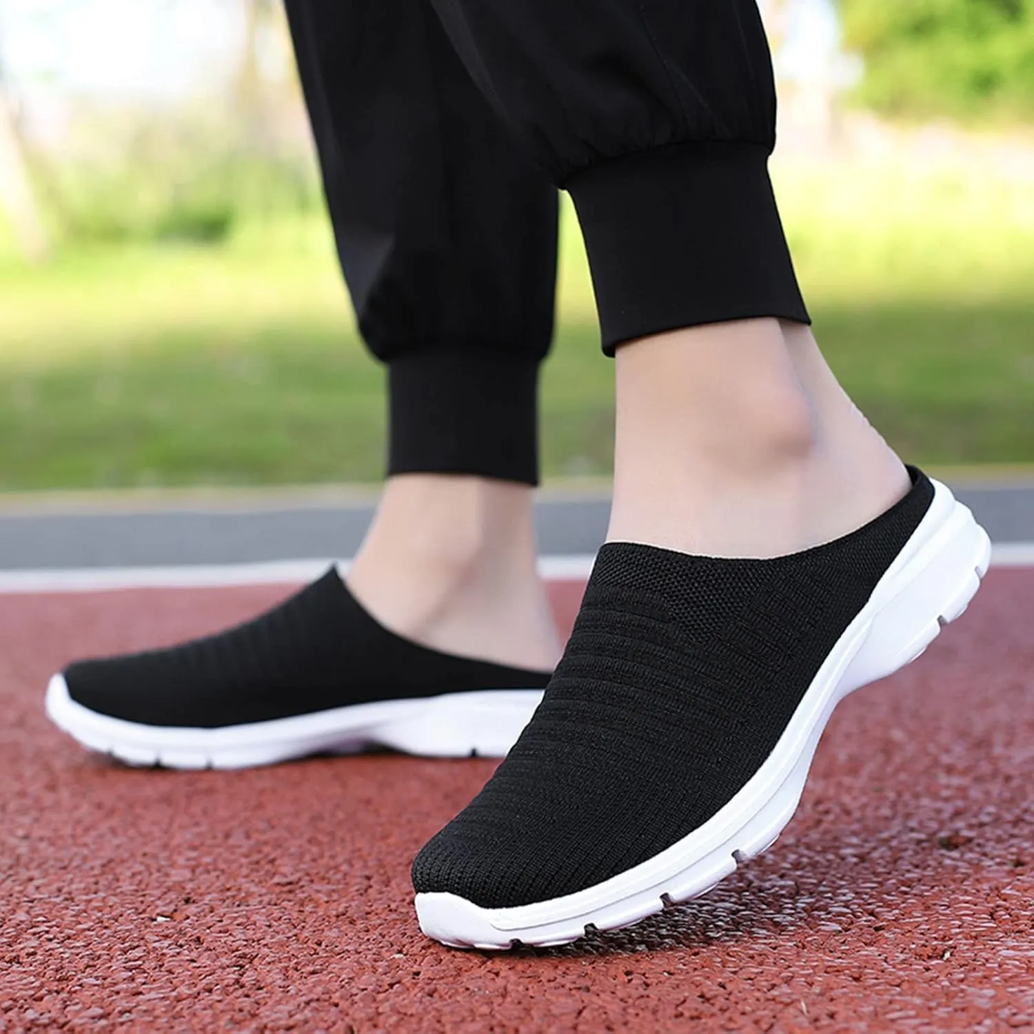 Womens Breathable Mesh Walking Mules Sneakers Womens Running Shoes Mesh Breathable Casual Tennis Shoes White Platform Sneakers Slip On Tennis Shoe Cross Trainer Shoe