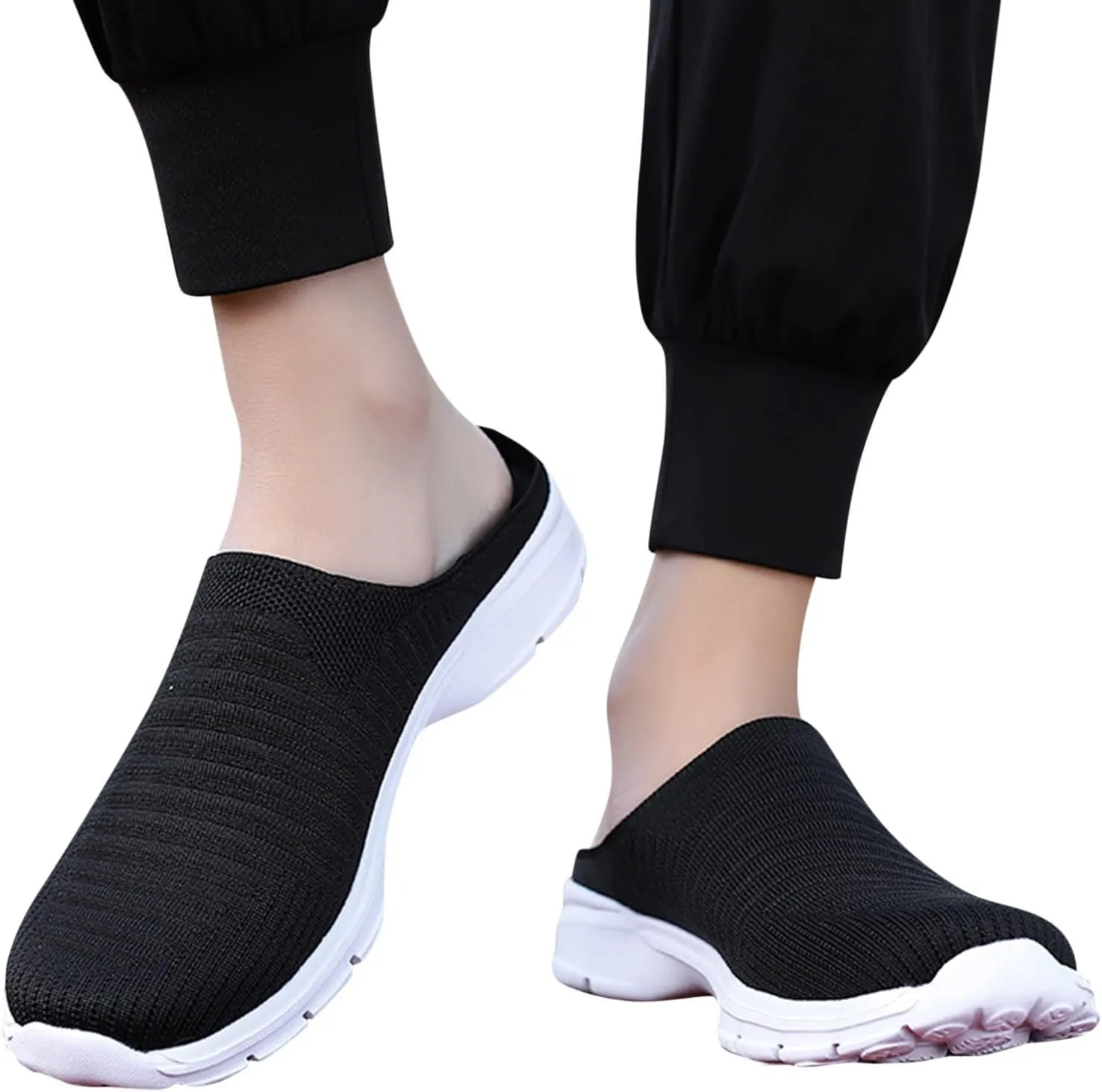 Womens Breathable Mesh Walking Mules Sneakers Womens Running Shoes Mesh Breathable Casual Tennis Shoes White Platform Sneakers Slip On Tennis Shoe Cross Trainer Shoe