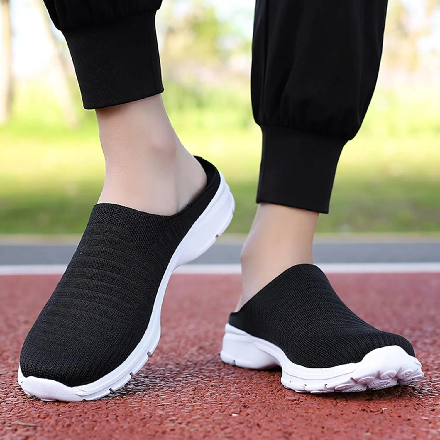 Womens Breathable Mesh Walking Mules Sneakers Womens Running Shoes Mesh Breathable Casual Tennis Shoes White Platform Sneakers Slip On Tennis Shoe Cross Trainer Shoe