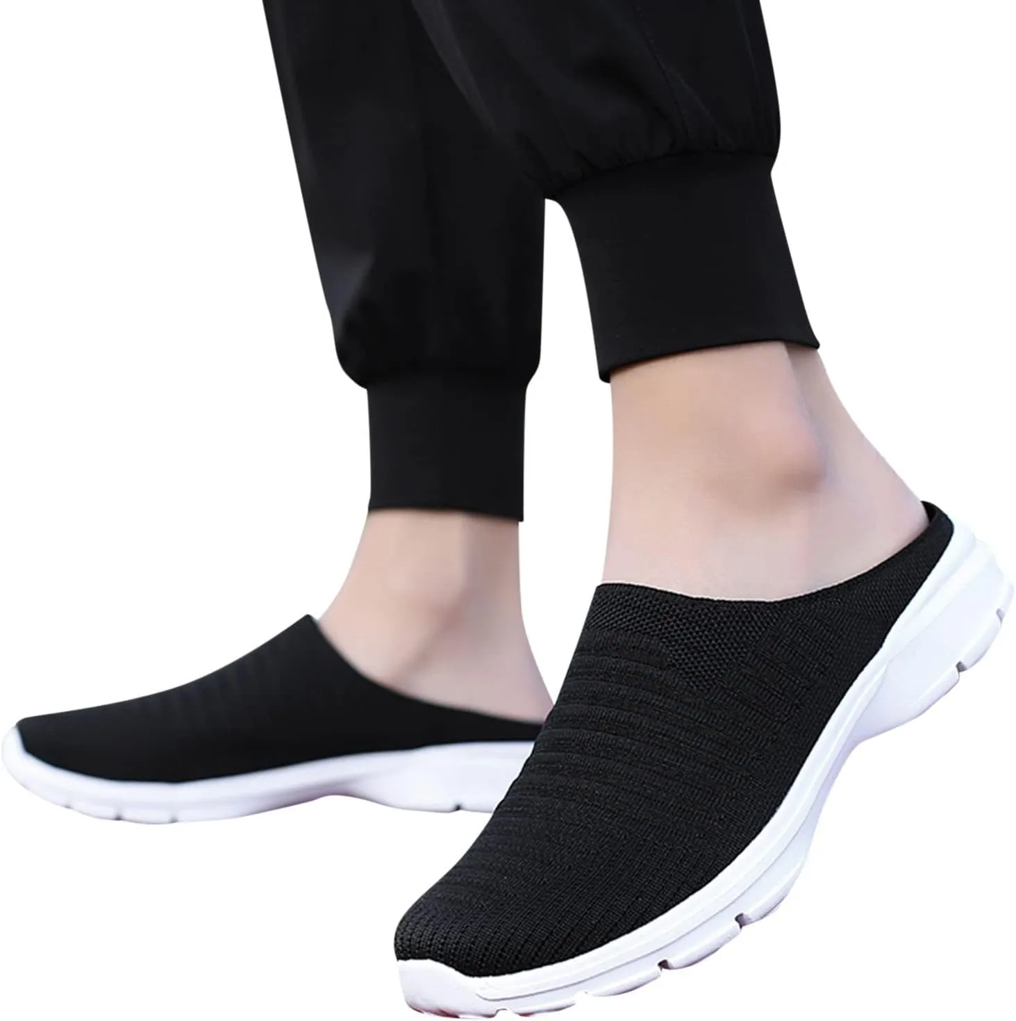 Womens Breathable Mesh Walking Mules Sneakers Womens Running Shoes Mesh Breathable Casual Tennis Shoes White Platform Sneakers Slip On Tennis Shoe Cross Trainer Shoe