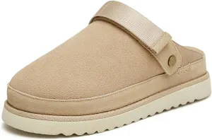 Womens Clog Platform Mules Clogs with Back Strap Women Suede Slipper Fall Shoes
