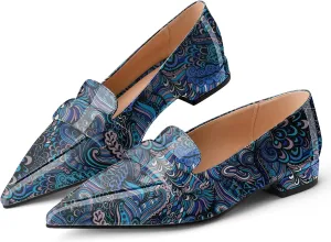 Women's Closed Pointed Toe Penny Loafers Shoes Black Patent Leather Comfortable Slip On Work Business Dressy Classic Flats Shoes