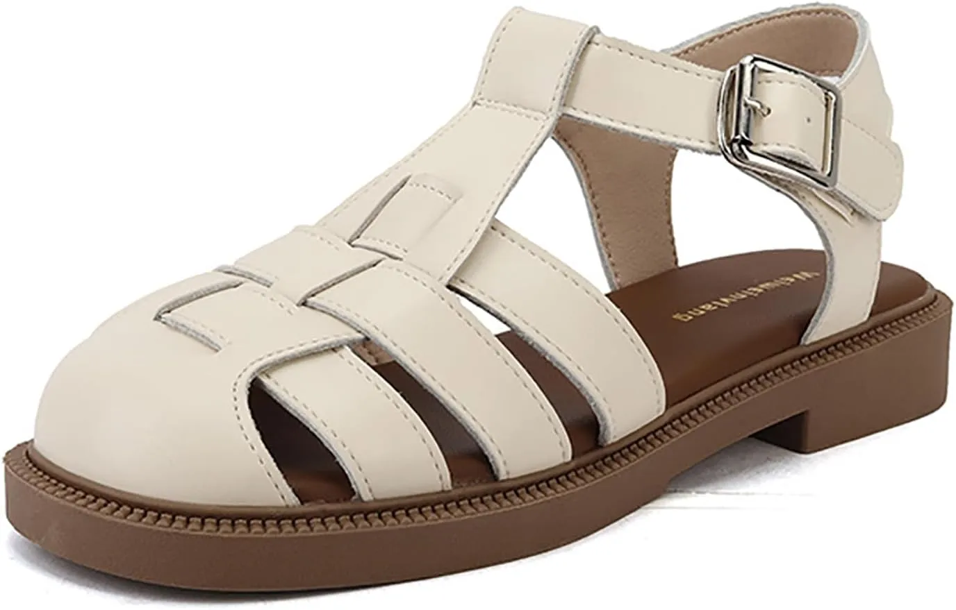 Women's Closed Toe Hollow Woven Fisherman Sandals,Summer Fashion Adjustable Buckle Ankle Strap Flat Rome Sandals Comfortable Y2K Gladiator Chunky Heel Strappy Sandals