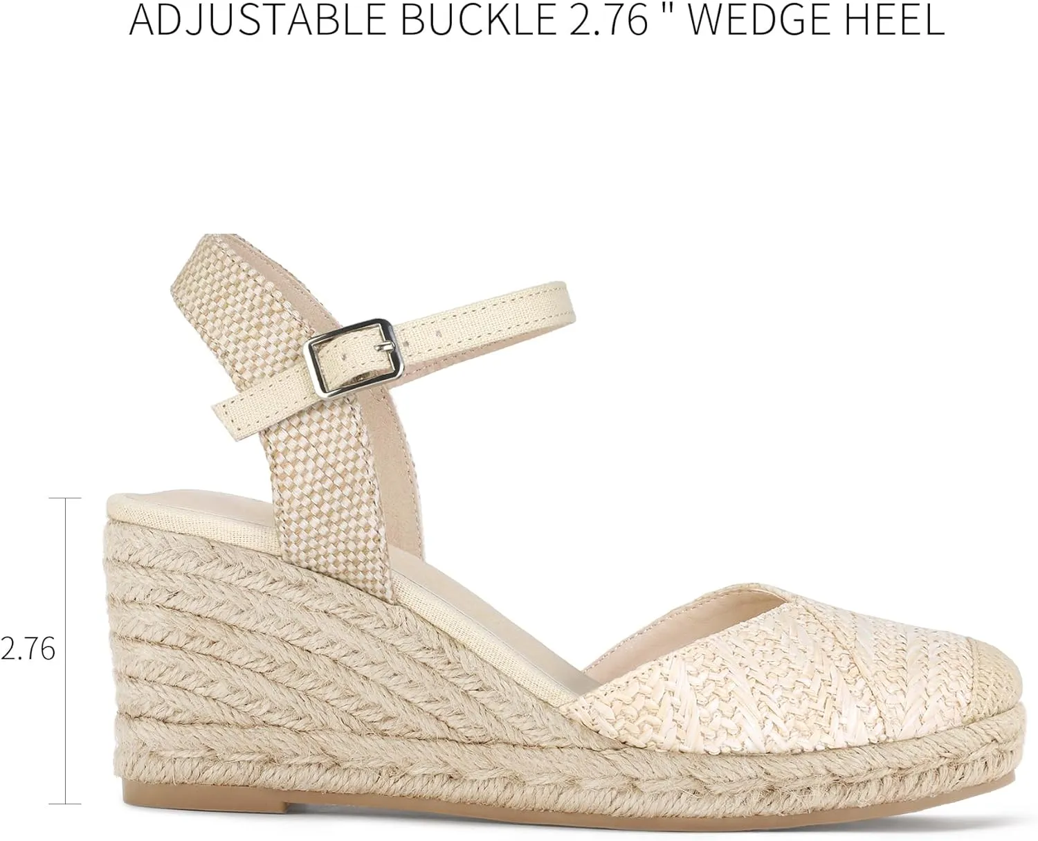 Women's Closed Toe Platform Sandals Summer Buckle Ankle Strap Espadrilles Wedge Sandals