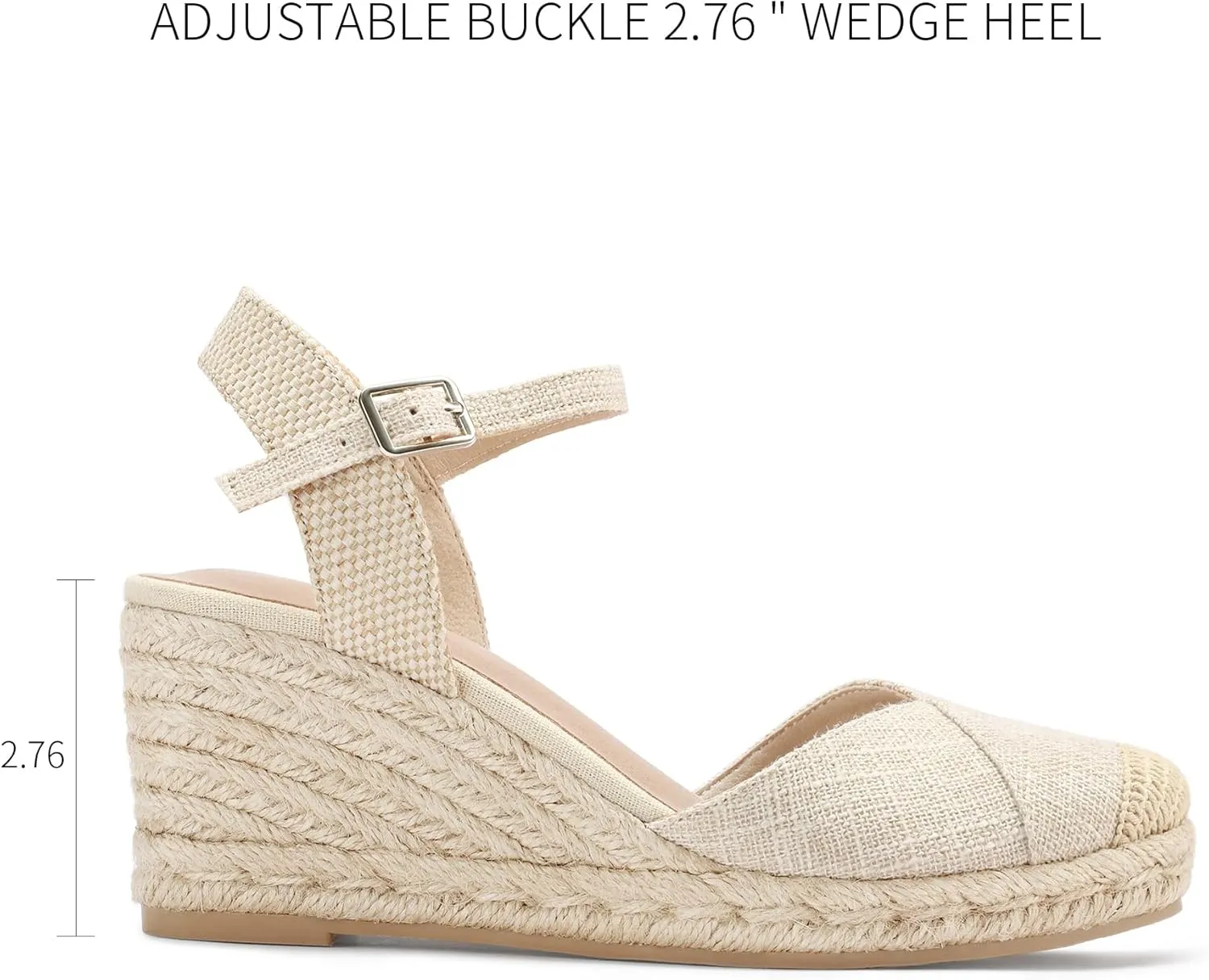 Women's Closed Toe Platform Sandals Summer Buckle Ankle Strap Espadrilles Wedge Sandals