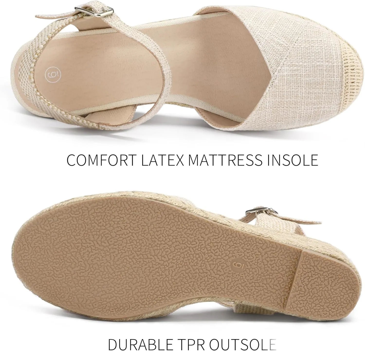 Women's Closed Toe Platform Sandals Summer Buckle Ankle Strap Espadrilles Wedge Sandals