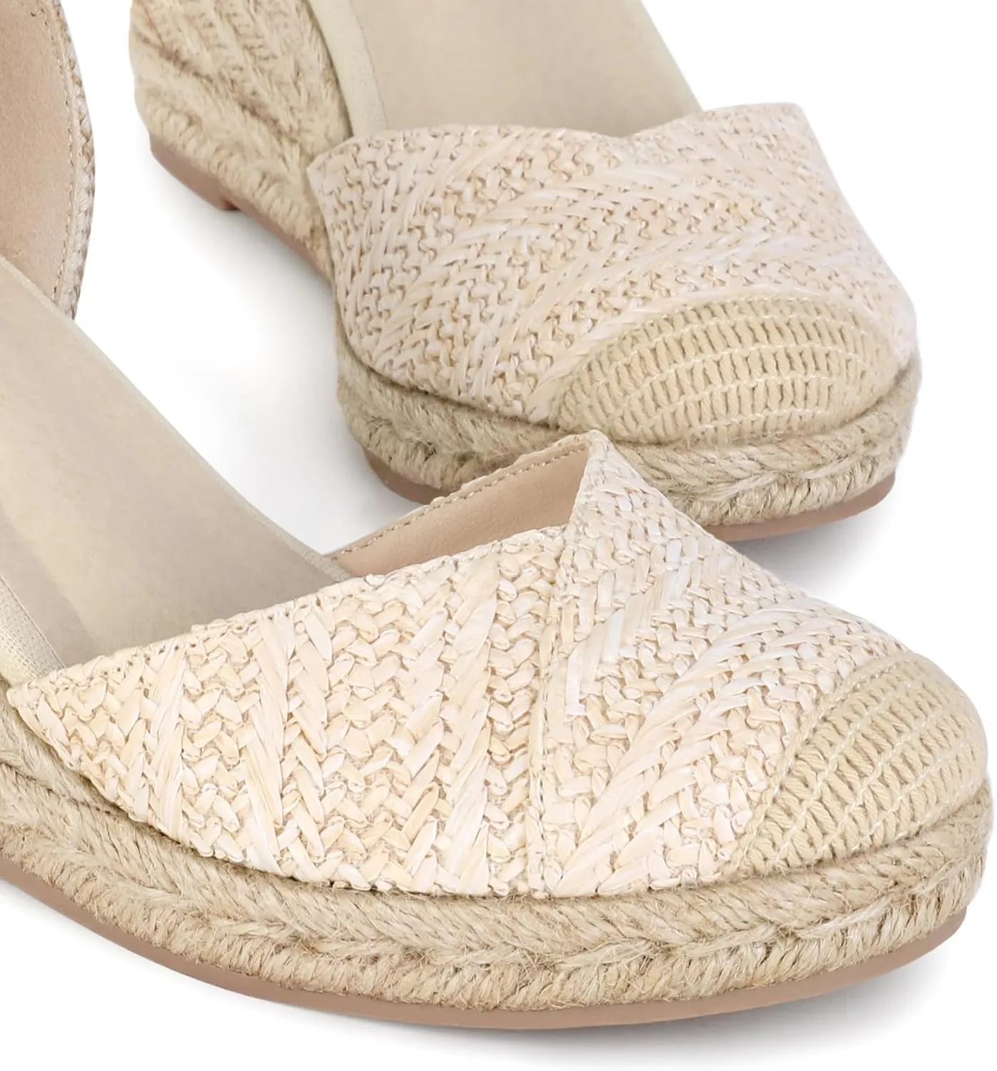 Women's Closed Toe Platform Sandals Summer Buckle Ankle Strap Espadrilles Wedge Sandals