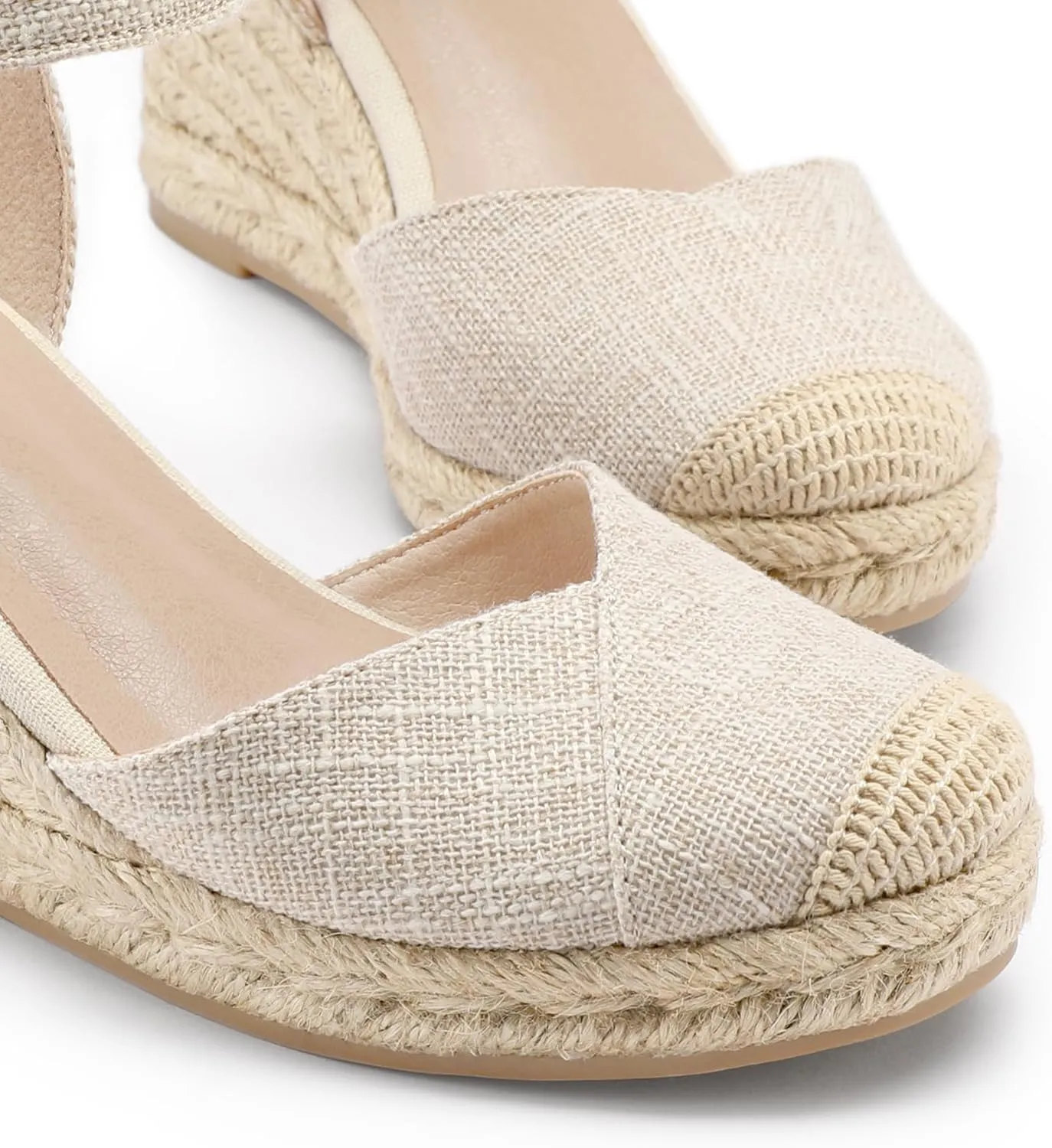 Women's Closed Toe Platform Sandals Summer Buckle Ankle Strap Espadrilles Wedge Sandals