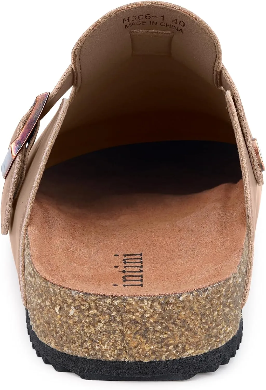 Womens Cork Footbed Clogs Mens PU Leather Mules with Arch Support Adjustable Buckle Comfort Slip On Potato Shoes Unisex Non-Slip Flat Sandals Indoor Outdoor