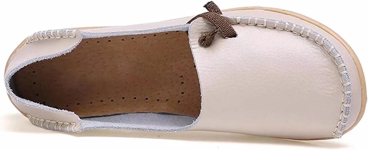 Women's Cowhide Leather Slipper Loafers Flat Shoes Slip-Ons