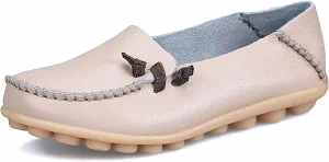 Women's Cowhide Leather Slipper Loafers Flat Shoes Slip-Ons