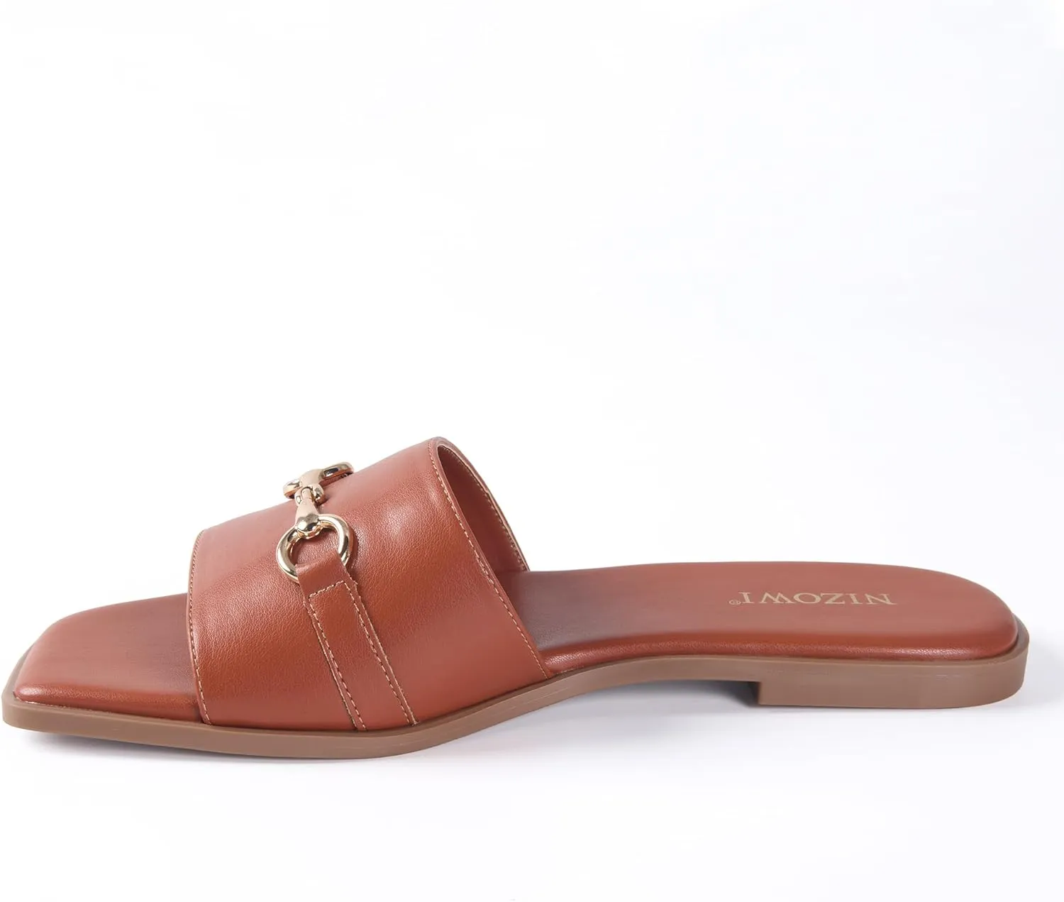 Women's Dressy Flat Sandals for Women Square Open Toe Slip on Comfortable Slide Sandals Summer