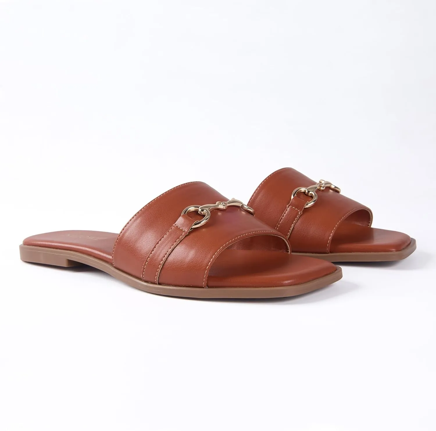 Women's Dressy Flat Sandals for Women Square Open Toe Slip on Comfortable Slide Sandals Summer