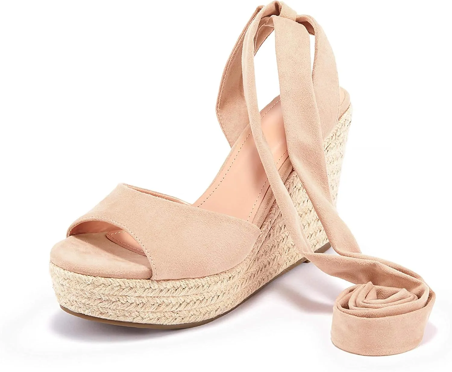 Womens Espadrilles Wedges Sandals Heels Open Toe Tie Lace Up Platform Ankle Strap Summer Dress Shoes