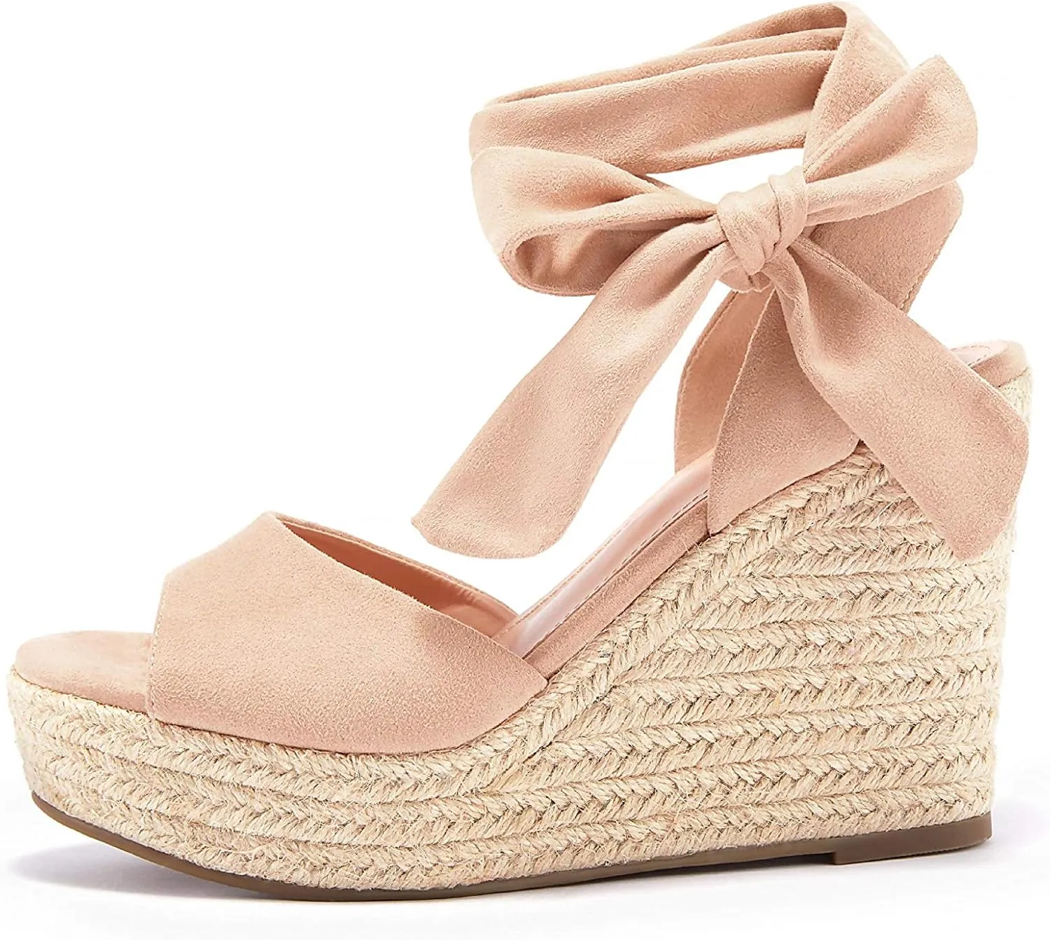 Womens Espadrilles Wedges Sandals Heels Open Toe Tie Lace Up Platform Ankle Strap Summer Dress Shoes