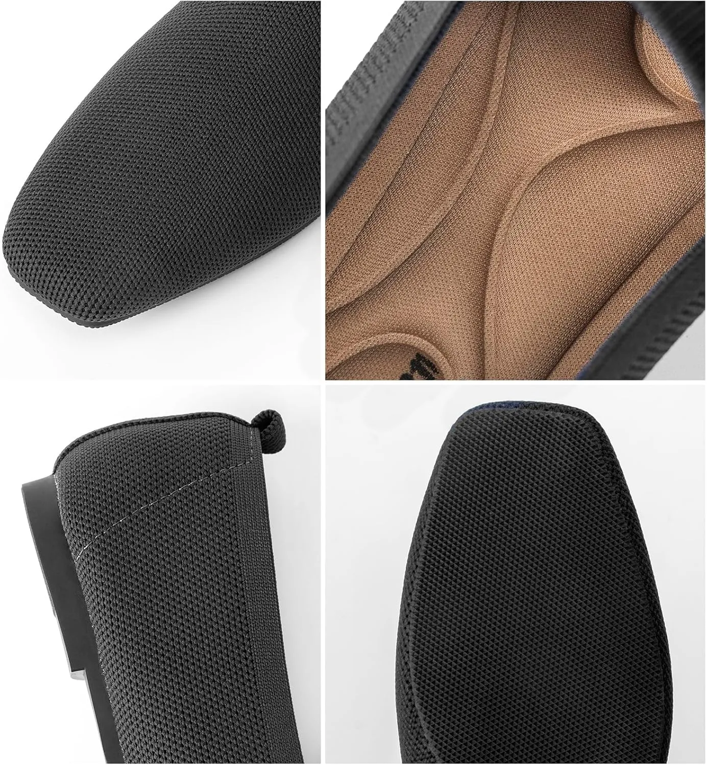 Women's Flat Loafers Square Toe Work Office Flats Shoes Comfortable Knit Slip On Penny Loafers for Women Soft Dress Ballet Flats Driving Walking Knitted Shoes