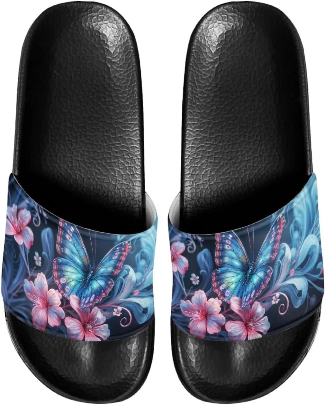 Women's Flat Sandals Comfortable Slip On Leather Slide Sandals, Women's Slide Sandals Size 6-13.5