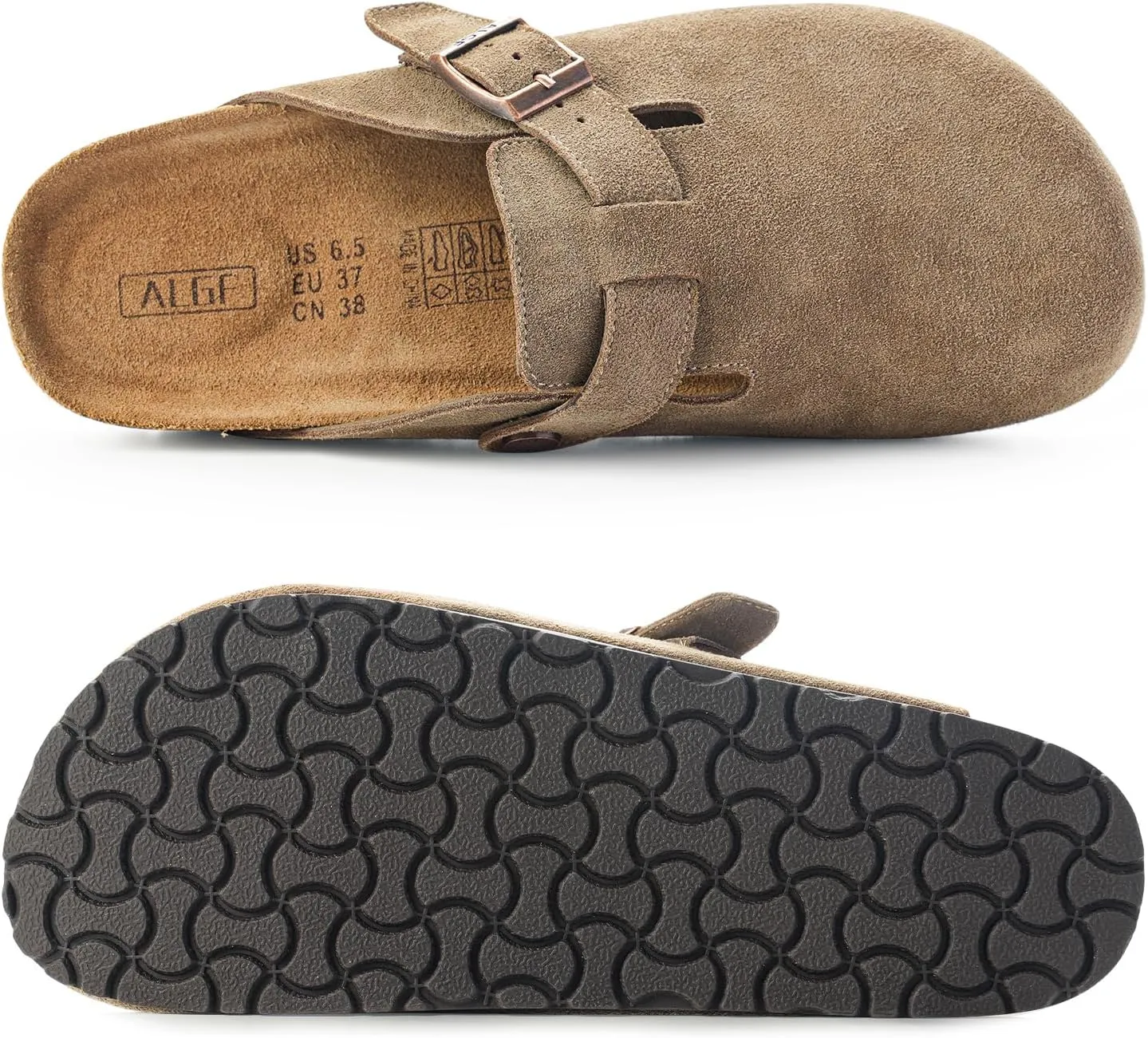 Women’s Genuine Suede Clogs for Women Slip-On Buckle Slides Women's Mules & Clogs Natural Rubber Cork Footbed Sandals Potato Shoes with Arch Support