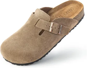 Women’s Genuine Suede Clogs for Women Slip-On Buckle Slides Women's Mules & Clogs Natural Rubber Cork Footbed Sandals Potato Shoes with Arch Support