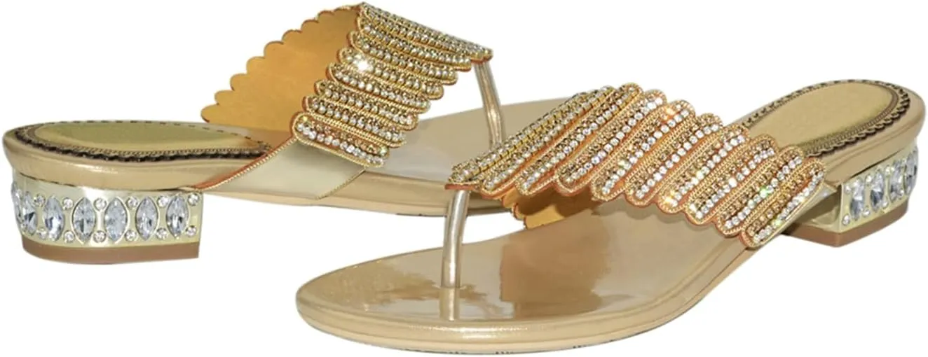 Women's Glitter Rhinestone Flip Flop Sandals Jeweled Sandals Summer Casual Sandals Womens Mules Sandals