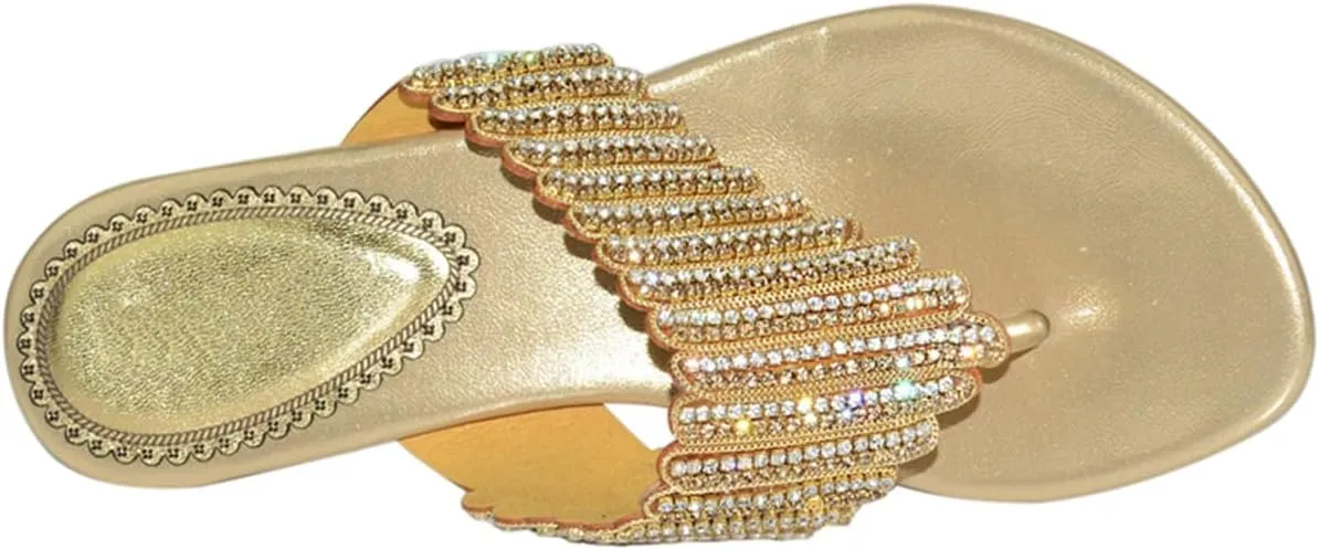 Women's Glitter Rhinestone Flip Flop Sandals Jeweled Sandals Summer Casual Sandals Womens Mules Sandals