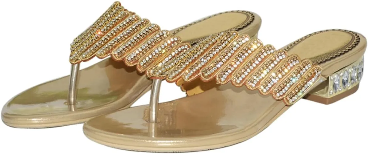 Women's Glitter Rhinestone Flip Flop Sandals Jeweled Sandals Summer Casual Sandals Womens Mules Sandals