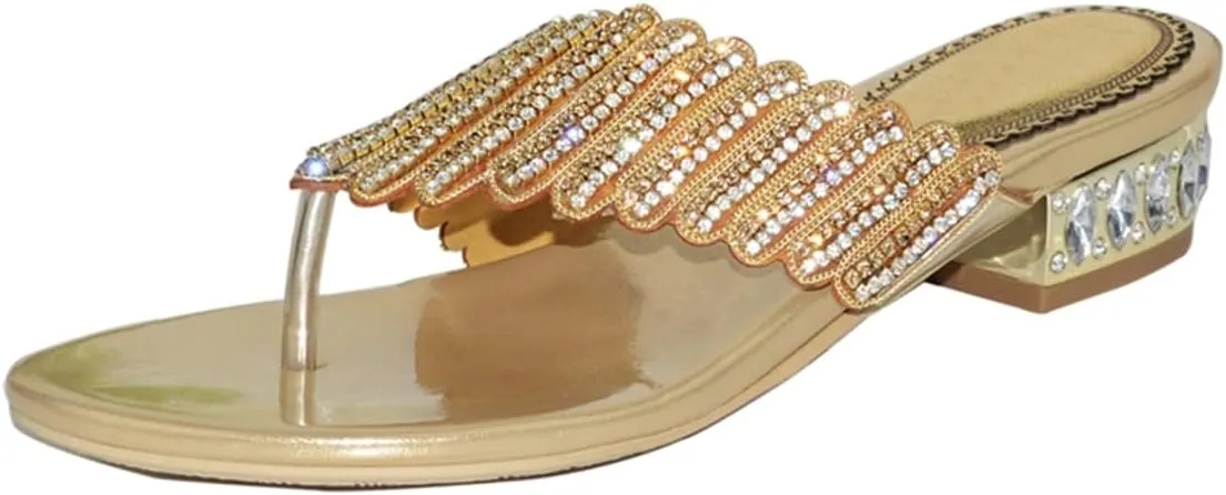Women's Glitter Rhinestone Flip Flop Sandals Jeweled Sandals Summer Casual Sandals Womens Mules Sandals