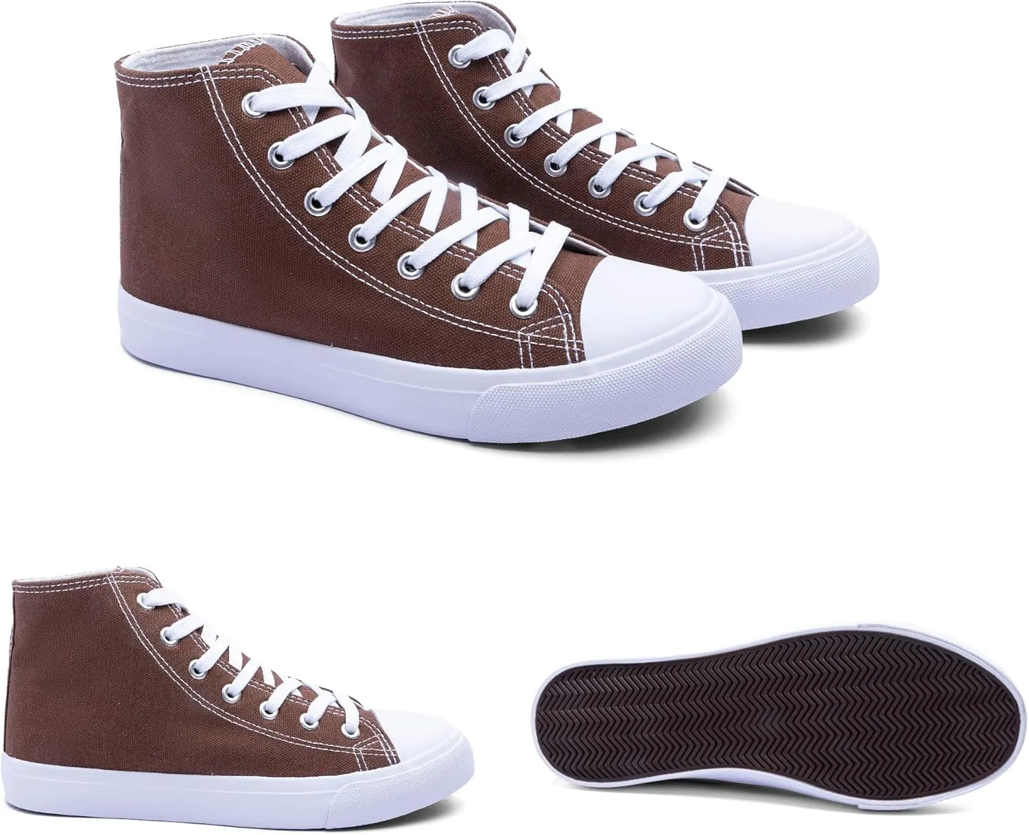 Women's High-Top Canvas Sneakers – Classic Lace-Up Casual Shoes with Extra Shoelaces – Comfortable, Stylish, and Durable