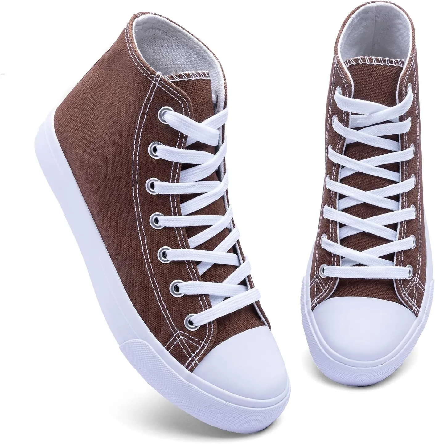 Women's High-Top Canvas Sneakers – Classic Lace-Up Casual Shoes with Extra Shoelaces – Comfortable, Stylish, and Durable