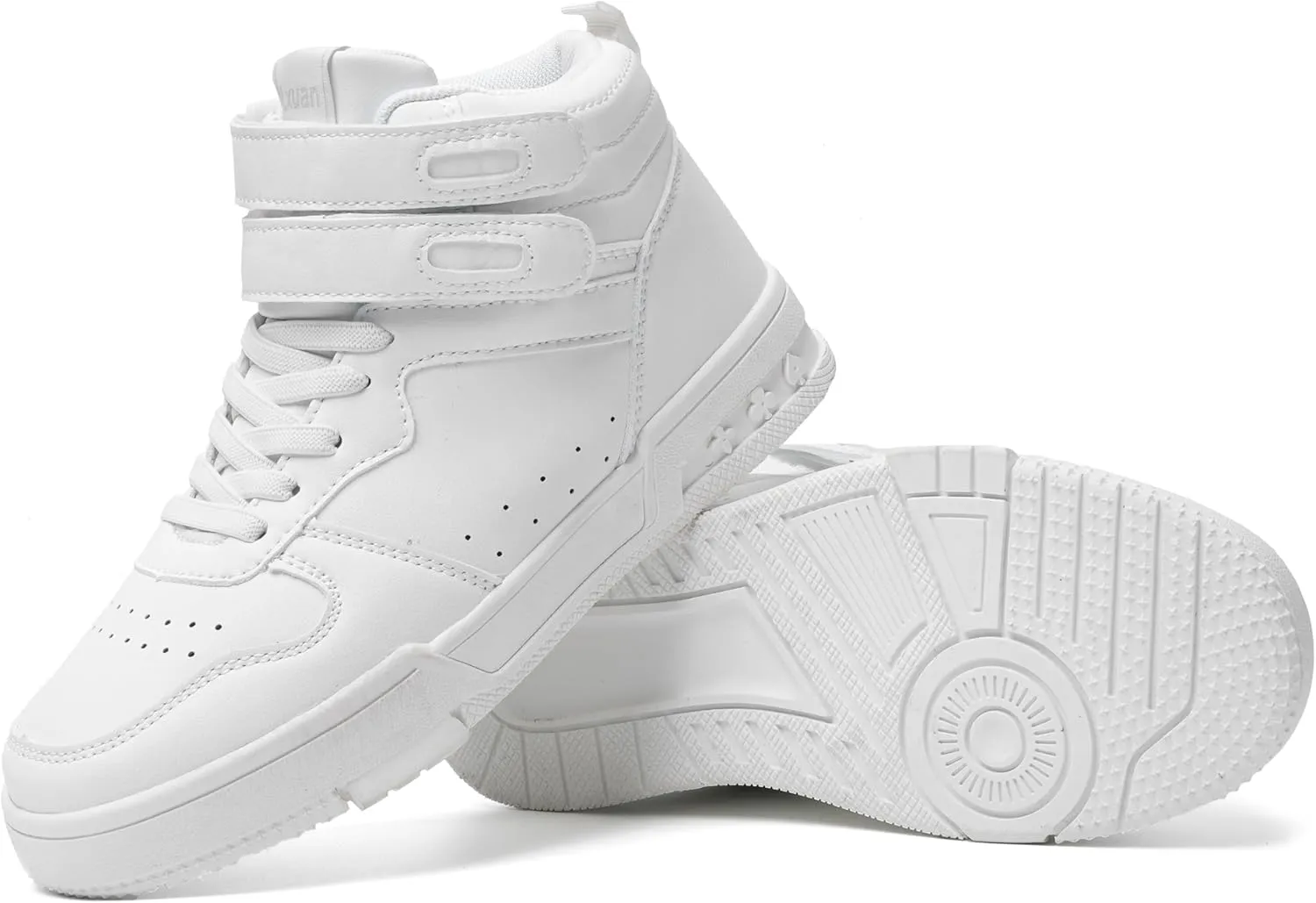 Women's High Top Fashion Basketball Ankle Boots Walking Tennis Shoes Platform Hook and Loop Casual Faux Leather Hidden Heels Sneaker