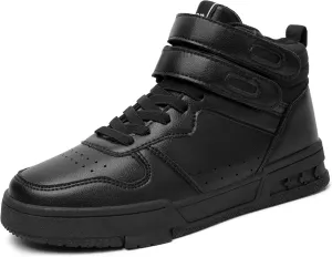 Women's High Top Fashion Basketball Ankle Boots Walking Tennis Shoes Platform Hook and Loop Casual Faux Leather Hidden Heels Sneaker